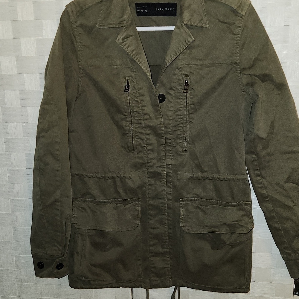 Zara Basic Olive Green Utility Jacket Sz M
